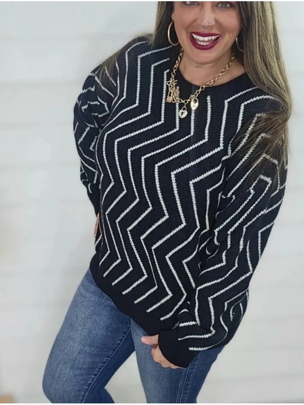 Black Illusions Pattern Sweater Top